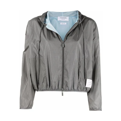 (Women) Thom Browne FW22 Oversized Solid Color Zip Hoodie Jacket Grey FJT242A-F0138-035