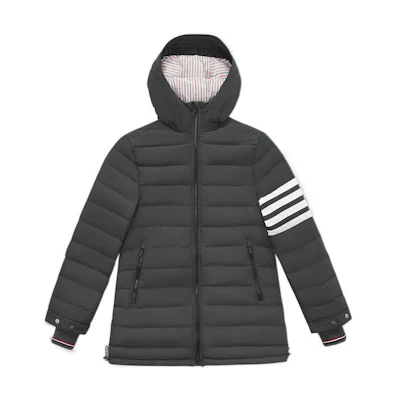 (Women) THOM BROWNE FW22 Quilted Hooded Down Jacket Mid-Grey FOD077X-07259-035