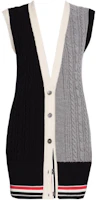 Order (Women) THOM BROWNE FW22 Striped Knit Button Sleeveless Vest Black FKV155F-Y1024-415