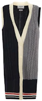 Lookbook (Women) THOM BROWNE FW22 Striped Knit Button Sleeveless Vest Black FKV155F-Y1024-415
