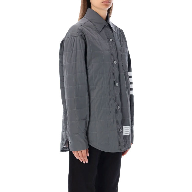 Purchase (W) Thom Browne 2022秋冬女款条纹绗缝单排扣衬衫夹克灰色 FLD008X-07259-035