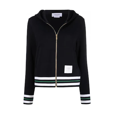 (Women) Thom Browne FW22 Striped Zip Long Sleeve Sweatshirt Jacket Women Navy Blue FJT240A-J0033-415