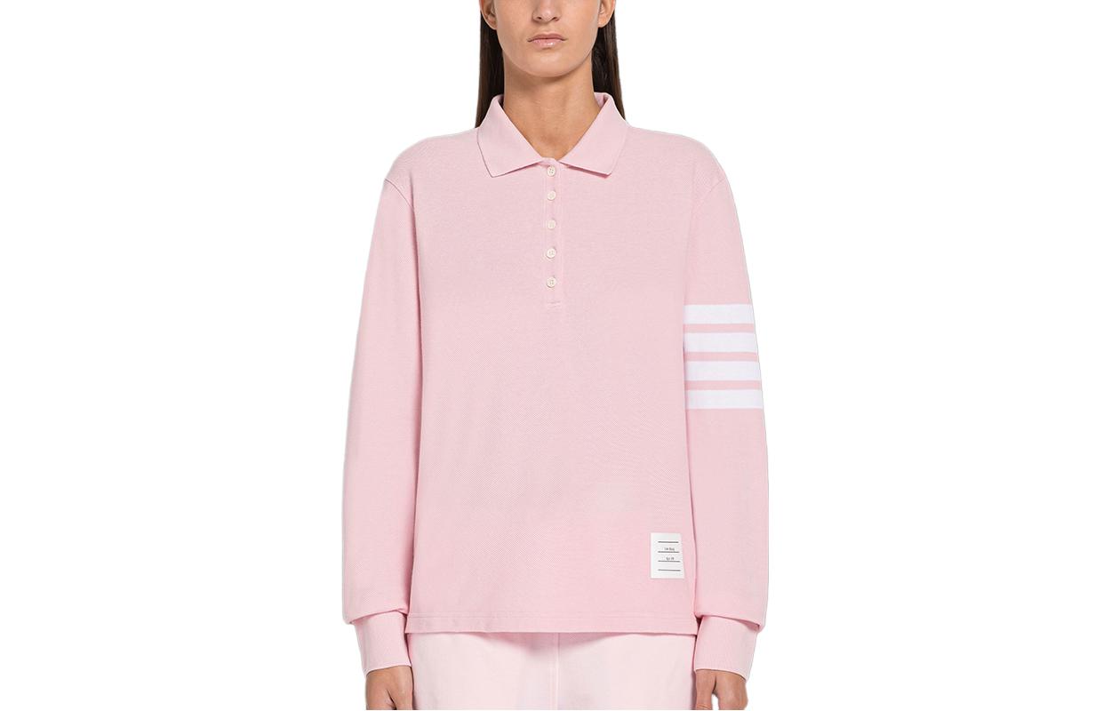 (Women) Thom Browne FW23  Classic Four-Stripe Cotton Long Sleeve Polo Shirt. FJP053G-07976