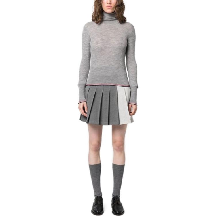 Shop (W) Thom Browne 2023秋冬 灰色修身高领毛衣 FJT268AJ0092055