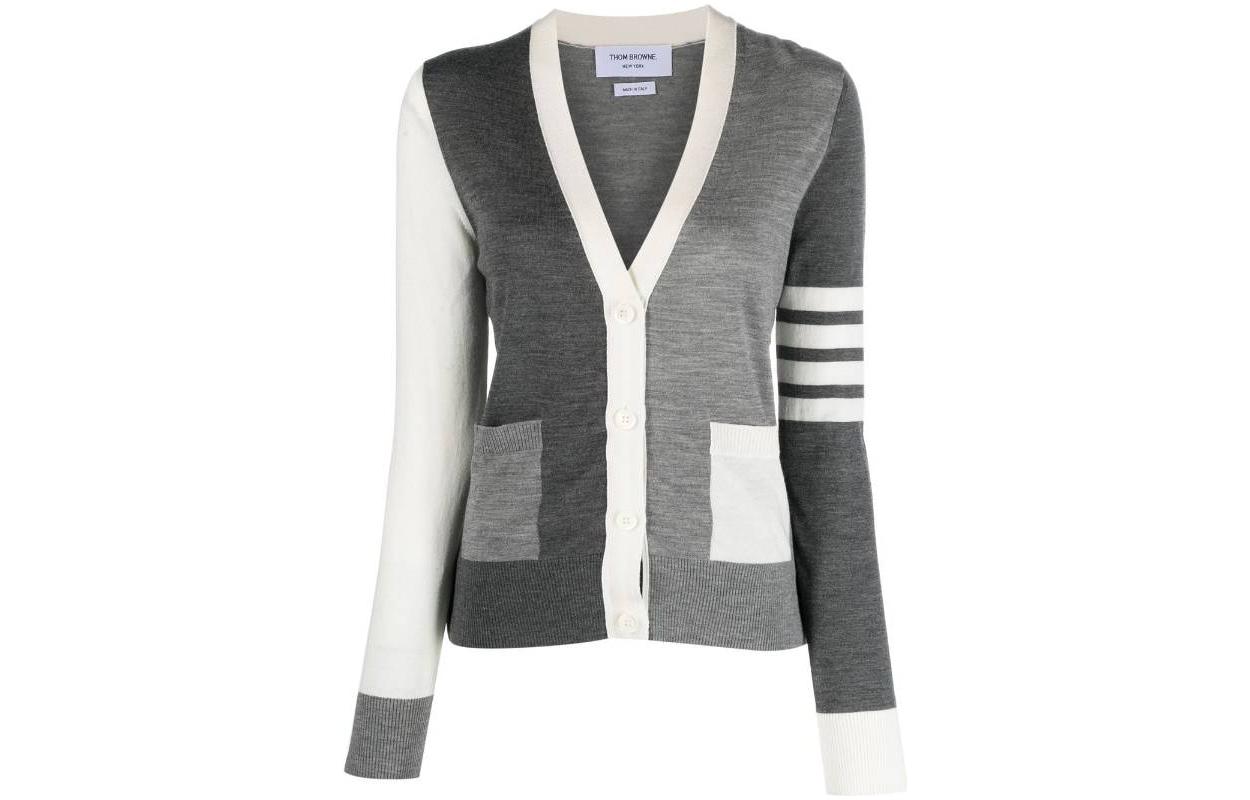 (Women) Thom Browne FW23  Gray V-Neck Long Sleeve Knit Cardigan. FKC334FY1014982 圖 2