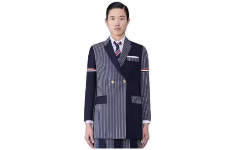 Order (W) Thom Browne 2023秋冬海军蓝羊毛条纹双排扣西装. FBC877F-F0330-415