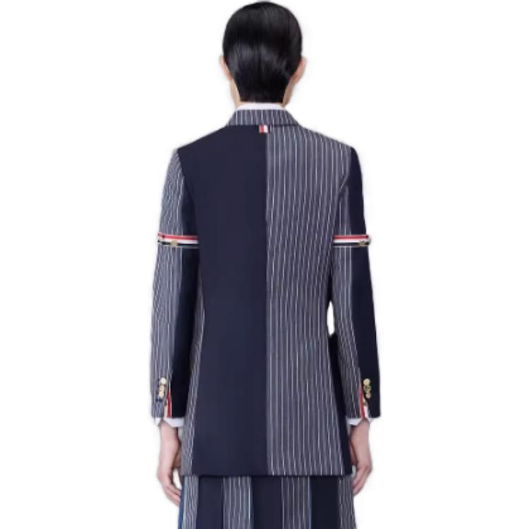 Shop (W) Thom Browne 2023秋冬海军蓝羊毛条纹双排扣西装. FBC877F-F0330-415
