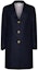 Buy (Women) THOM BROWNE FW23 Navy Mid-Length Coat Solid Color Buttoned Design. FOC293A-06393-415