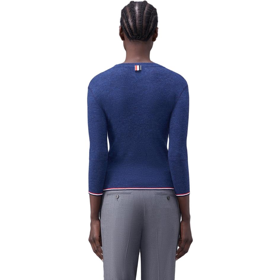 (Women) Thom Browne FW23  Navy Ribbed 3/4 Sleeve Knit Sweater. FJT269AJ0092 圖 4