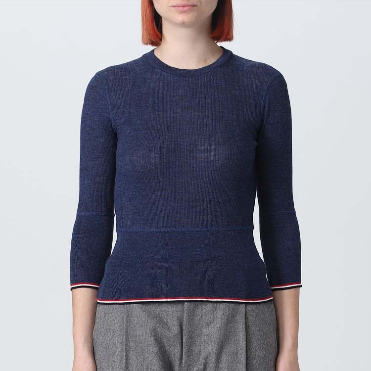 (Women) Thom Browne FW23  Navy Ribbed 3/4 Sleeve Knit Sweater. FJT269AJ0092 圖 6