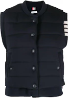 Order (Women) THOM BROWNE FW23 Navy Sleeveless Vest with Four-Bar Stripes FKV177A-Y1029-415
