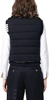 Shop (Women) THOM BROWNE FW23 Navy Sleeveless Vest with Four-Bar Stripes FKV177A-Y1029-415