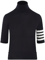 (Women) Thom Browne FW23 Navy Turtleneck Sweater with Stripes. FKA434AY1014415 (Women) Thom Browne FW23 Navy Turtleneck Sweater with Stripes. FKA434AY1014415