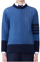 (Women) Thom Browne FW23 Striped Knit Pullover Sweater Blue FKA480A-Y1026-435 (Women) Thom Browne FW23 Striped Knit Pullover Sweater Blue FKA480A-Y1026-435