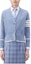 Order (W) Thom Browne FW23 Cardigan Rajut Bergaris V-Neck Biru Muda FKC520A-Y1029-440