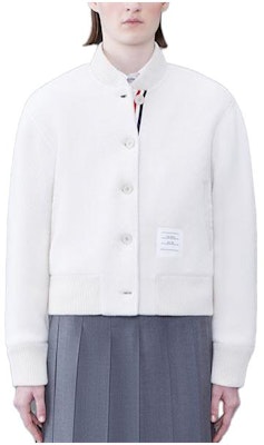 (W) トムブラウン FW23 ウールボンバージャケット - シンプルなベースボール襟デザイン。 FJT294A-J0100 Details for (W) トムブラウン FW23 ウールボンバージャケット - シンプルなベースボール襟デザイン。 FJT294A-J0100