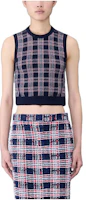 (Women) Thom Browne FW23 Cashmere Cropped Crew Neck Vest Multi-Color FKV171A-Y2001-960 (Women) Thom Browne FW23 Cashmere Cropped Crew Neck Vest Multi-Color FKV171A-Y2001-960