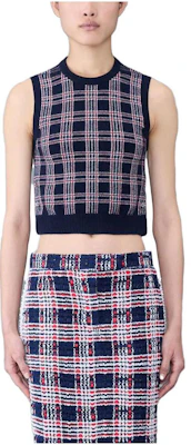 (Women) Thom Browne FW23 Cashmere Cropped Crew Neck Vest Multi-Color FKV171A-Y2001-960 Buy (Women) Thom Browne FW23 Cashmere Cropped Crew Neck Vest Multi-Color FKV171A-Y2001-960