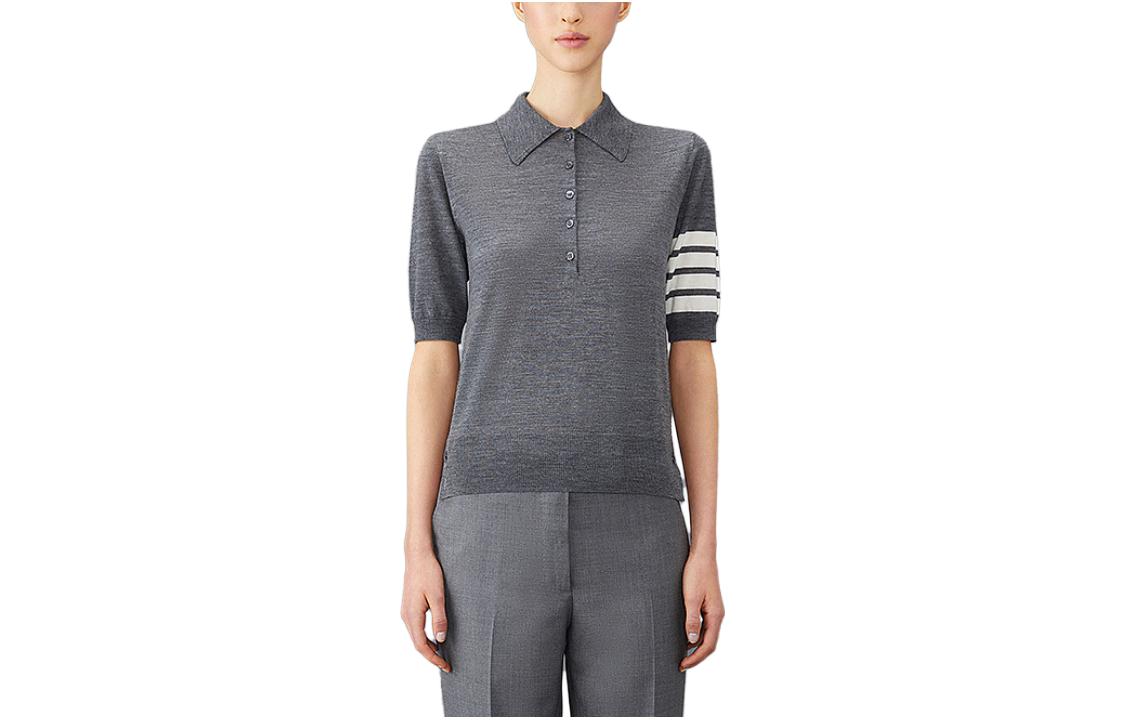(Women) Thom Browne FW23 Pre-Fall  Wool Knit Polo Sweater with 4-Bar Stripes. FKP053AY1014 圖 2