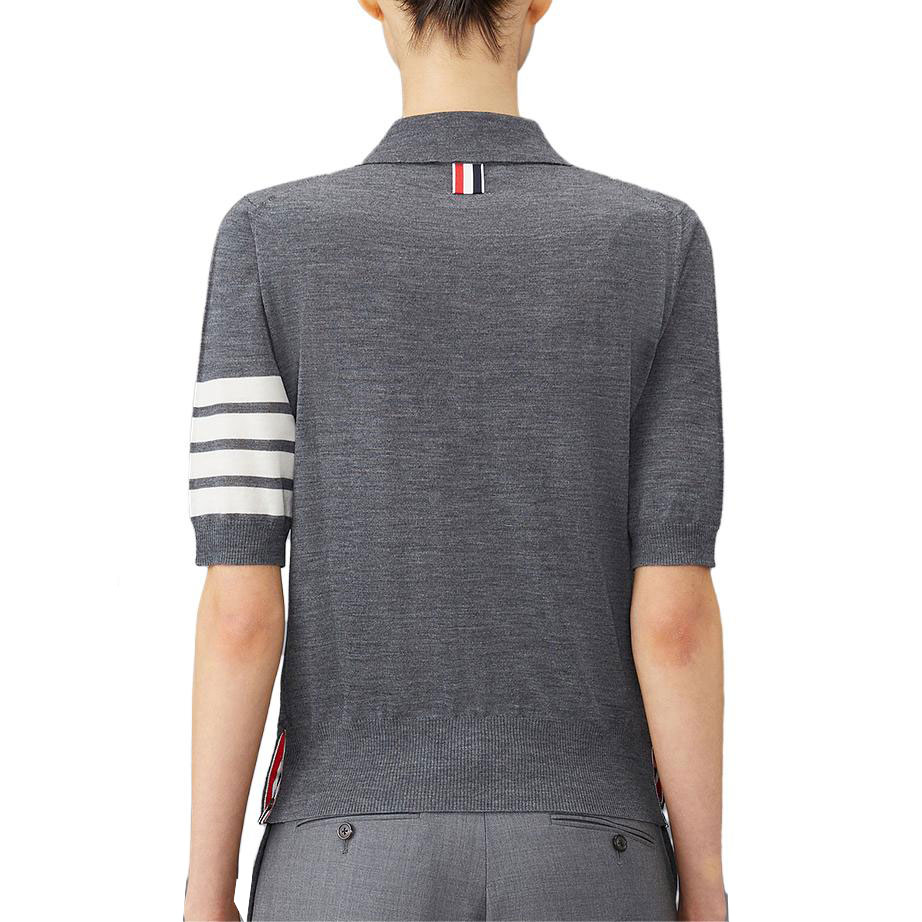 (Women) Thom Browne FW23 Pre-Fall  Wool Knit Polo Sweater with 4-Bar Stripes. FKP053AY1014 圖 4