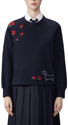 (Women) Thom Browne FW24 Oversized Crewneck Long Sleeve Sweatshirt Navy Blue. FJT365E-06931-415 Buy (Women) Thom Browne FW24 Oversized Crewneck Long Sleeve Sweatshirt Navy Blue. FJT365E-06931-415