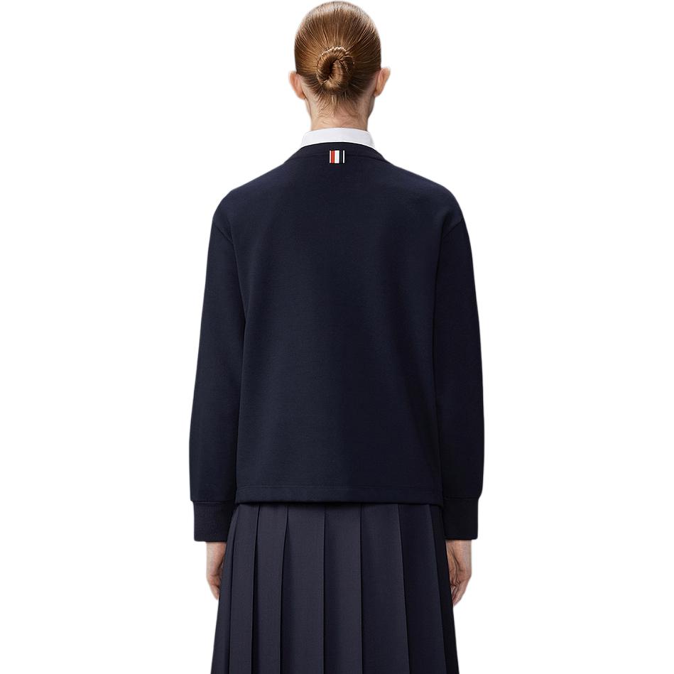 Lookbook (Women) Thom Browne FW24  Oversized Crewneck Long Sleeve Sweatshirt Navy Blue. FJT365E-06931-415