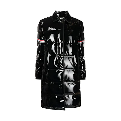 (Women) Thom Browne Glossy Long Down Coat Winter Black FOD064Z-04899-001