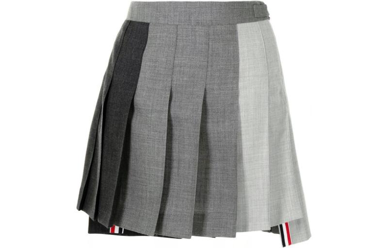 (Women) Thom Browne Gradient High-Waist Striped Pleated Skirt Women - Grey. FGC789F-00473-025