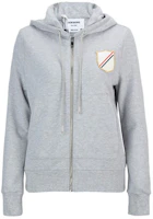 (Women) Thom Browne Gray Logo Zip-Up Hooded Sweatshirt Jacket FJT167A-06931-065 (Women) Thom Browne Gray Logo Zip-Up Hooded Sweatshirt Jacket FJT167A-06931-065