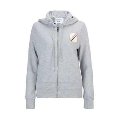 (Women) Thom Browne Gray Logo Zip-Up Hooded Sweatshirt Jacket FJT167A-06931-065