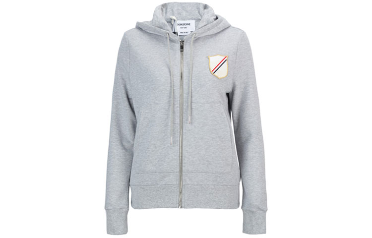 Order (Women) Thom Browne Gray Logo Zip-Up Hooded Sweatshirt Jacket FJT167A-06931-065