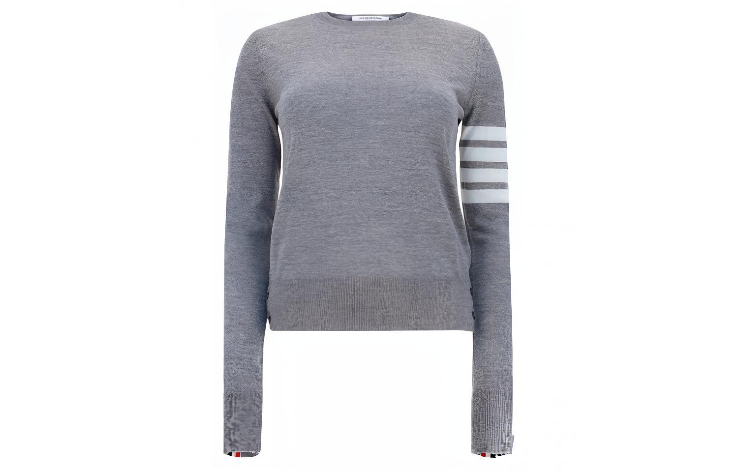 (Women) Thom Browne Grey 4-Bar Wool Knit Pullover Sweater FKA280A-00014-055