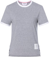 (Women) Thom Browne Grey Crewneck T-Shirt with White Trim FJS075A-00042-055 (Women) Thom Browne Grey Crewneck T-Shirt with White Trim FJS075A-00042-055