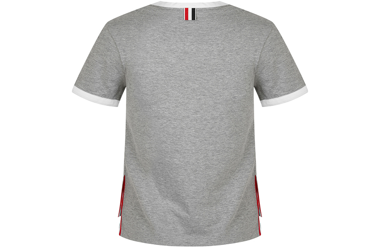 Lookbook (W) 톰브라운 그레이 크루넥 티셔츠 화이트 트림 FJS075A-00042-055