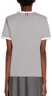 (W) 톰브라운 그레이 크루넥 티셔츠 화이트 트림 FJS075A-00042-055 Details for (W) 톰브라운 그레이 크루넥 티셔츠 화이트 트림 FJS075A-00042-055