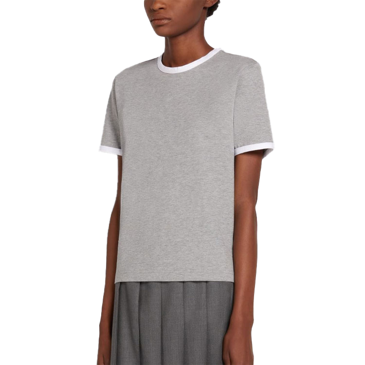 Sizing (W) 톰브라운 그레이 크루넥 티셔츠 화이트 트림 FJS075A-00042-055