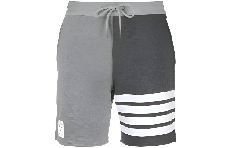 (Women) THOM BROWNE Grey Drawstring 4-Bar Patchwork Casual Shorts. FJQ056F-00535-982