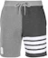 Order (W) THOM BROWNE Celana Pendek Kasual Abu-Abu 4-Bar Patchwork dengan Tali Serut. FJQ056F-00535-982