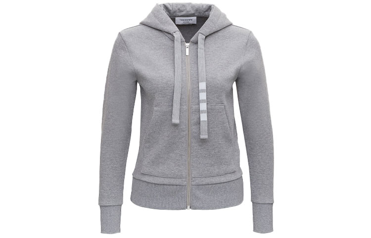 (Women) THOM BROWNE Grey Four-Stripe Zip Hoodie FJT127A-03034-055