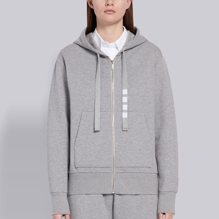 Shop (W) 톰 브라운 그레이 사선 4-스트라이프 집업 후디 FJT127A-03034-055