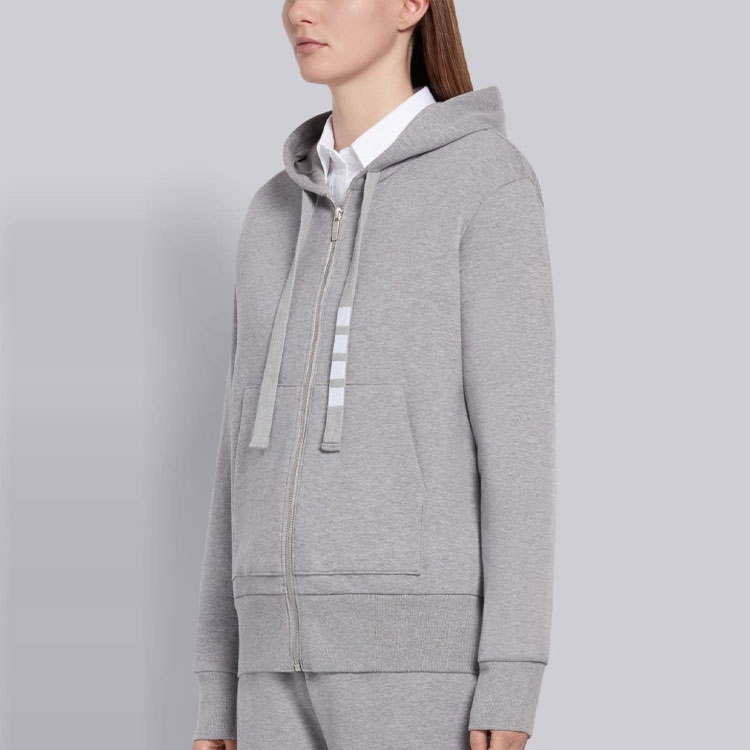 Details for (W) 톰 브라운 그레이 사선 4-스트라이프 집업 후디 FJT127A-03034-055