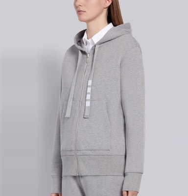 (W) 톰 브라운 그레이 사선 4-스트라이프 집업 후디 FJT127A-03034-055 Details for (W) 톰 브라운 그레이 사선 4-스트라이프 집업 후디 FJT127A-03034-055