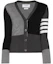 Buy (Women) THOM BROWNE Grey Logo Print V-Neck Colorblock Cashmere Cardigan. FKC001-F0001-1982
