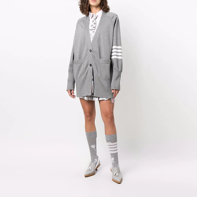 (Women) THOM BROWNE Grey Mid-Length Four-Bar Knit Cardigan FW21 FKC424A-Y3007-055 圖 3