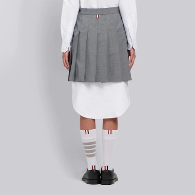 (W) トムブラウン グレー プリーツ ミニ レザー スカート - サマースクールスタイル FGC402A-02872-035 Purchase (W) トムブラウン グレー プリーツ ミニ レザー スカート - サマースクールスタイル FGC402A-02872-035