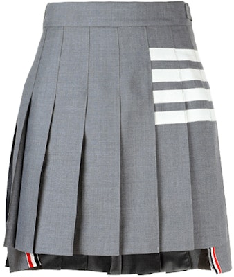 (W) 汤姆布朗经典四条纹设计灰色褶皱迷你裙 FGC402V-06146-035 Order (W) 汤姆布朗经典四条纹设计灰色褶皱迷你裙 FGC402V-06146-035