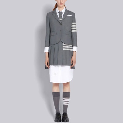 (W) 汤姆布朗经典四条纹设计灰色褶皱迷你裙 FGC402V-06146-035 Purchase (W) 汤姆布朗经典四条纹设计灰色褶皱迷你裙 FGC402V-06146-035