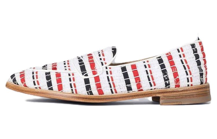 (W) Thom Browne Grosgrain Ribbon Tweed Sneakers 'White Red Black'