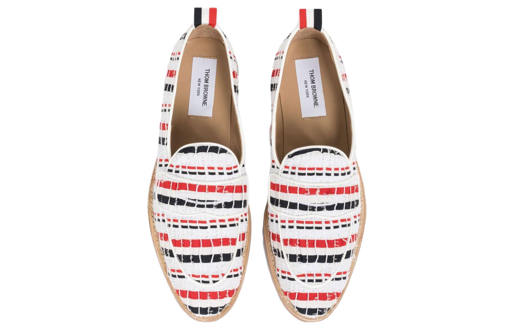 (W) Thom Browne Grosgrain Ribbon Tweed Sneakers 'White Red Black' 圖 3