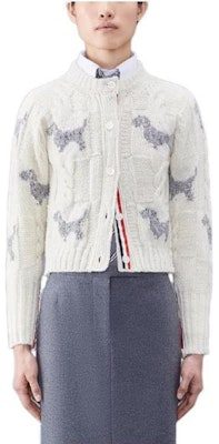 (W) 톰브라운 헥터 체크 크루넥 가디건 스웨터 여성용 화이트 FKC542A-Y1506-100 Purchase (W) 톰브라운 헥터 체크 크루넥 가디건 스웨터 여성용 화이트 FKC542A-Y1506-100